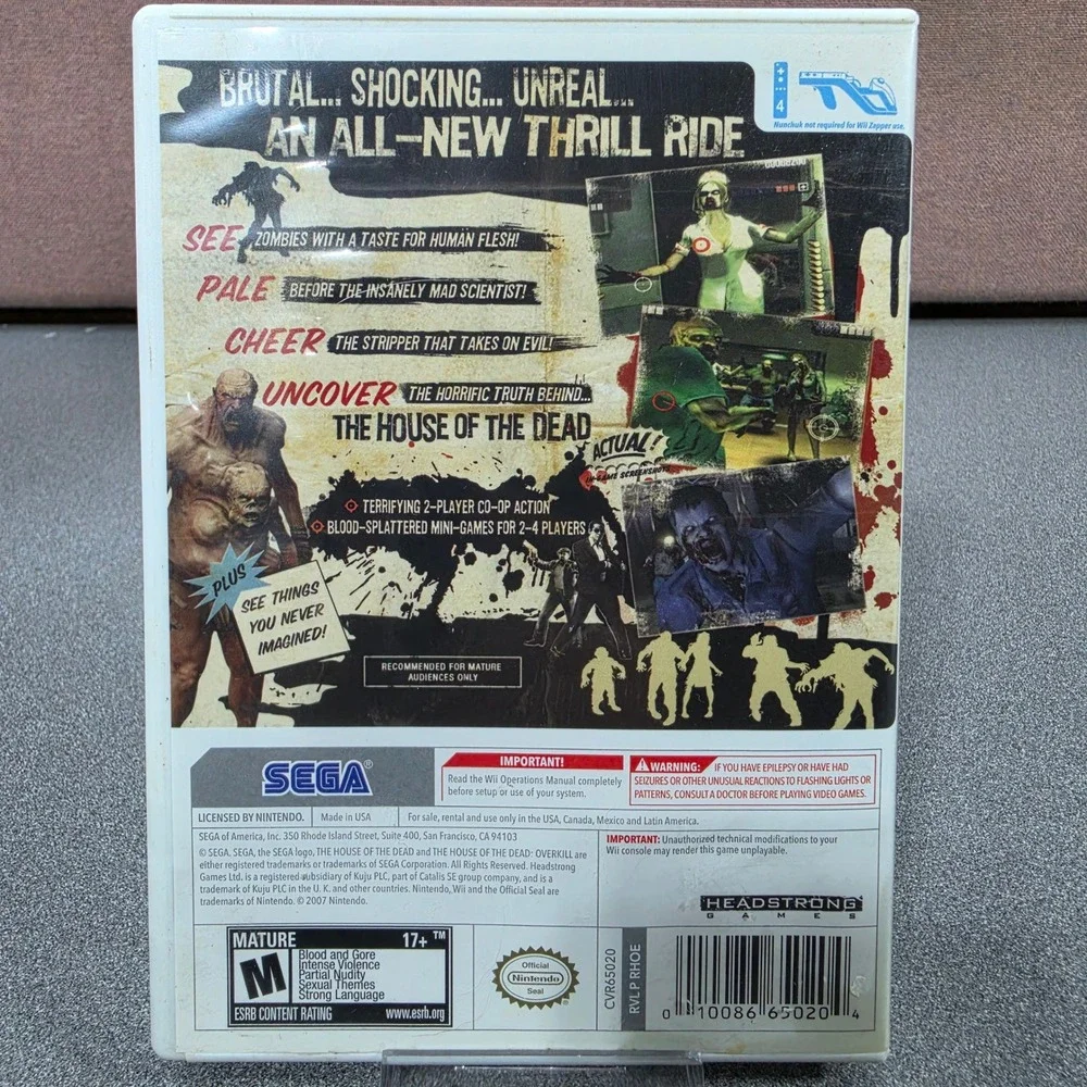 The House of the Dead Overkill Nintendo Wii Excellent Rail Shooter Sega